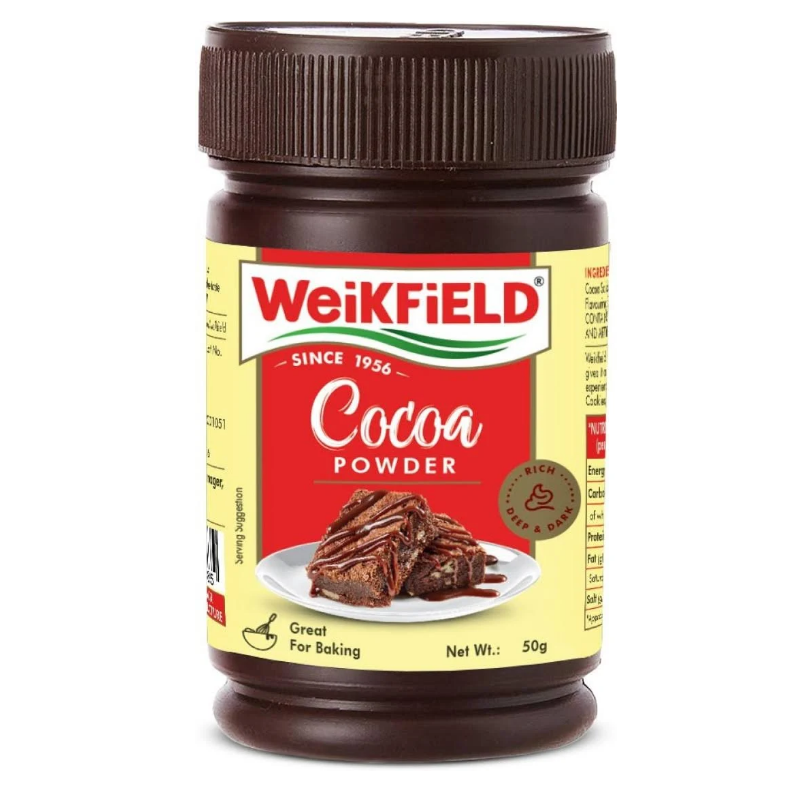 Weikfield Cocoa Powder - Low Fat Pure Cocoa Powder, 50 g Polyjar Main Image