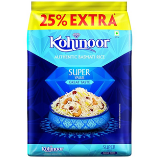 Kohinoor Super Value Basmati Rice, 1 Kg + 25% Extra | Authentic Basmati Rice