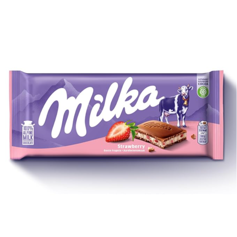 Milka Strawberry 100% Apple Milk Chocolate, 100 g Main Image