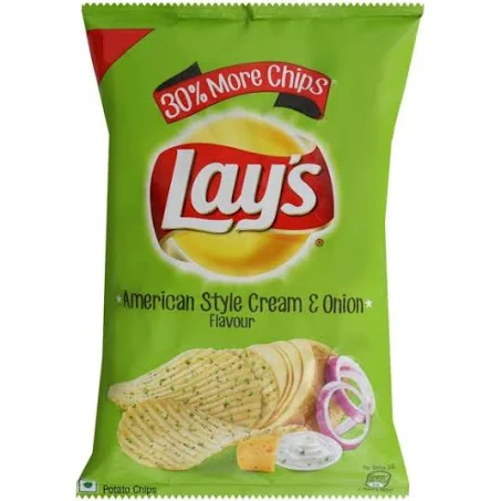 Lays Potato Chips - American Style Cream & Onion Flavour, Crunchy Snacks, 90 g