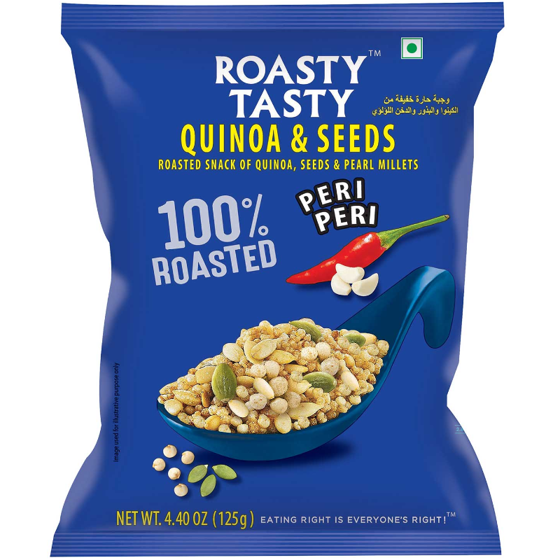 Roasty Tasty Quinoa & Seeds Peri Peri Roasted Namkeen Snacks 150g Main Image