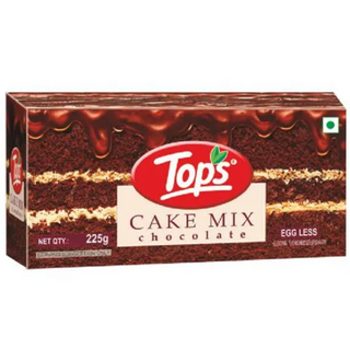 Tops Cake Mix - Chocolate, 100% Vegetarian About the Product  No celebration can get complete without a special treat of cake. Now, prepare tempting, soft and smooth cakes right at home with this instant chocolate cake mix. What's more, indulge in its rich and lip-smacking chocolatey flavour and let your loved ones rejoice. Moreover, it is made up of 100% vegetarian ingredients, thus, its eggless and can delight the palate of everyone.  Ingredients Sugar, Wheat Flour, Milk Solids Cocoa Powder, Baking Powder, Sorbitol (420), Edible Common Salt, Emulsifying Stabilizing Agents (471, 415), Contains Permitted Natural Colour (150D), Artificial Flavouring Substances - Chocolate