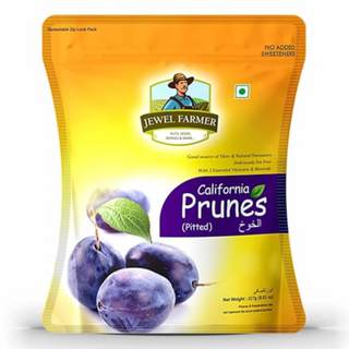 JEWEL FARMER Pitted California Prunes Dried Plums Sukha Alobukhara Rich in Fiber and Potassium, Mixed, Sweetened, 227 g