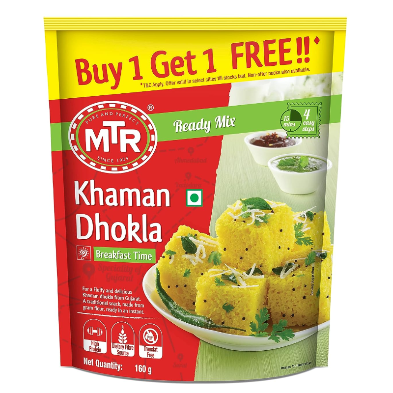 MTR Instant Khaman Dhokla Mix 160g, (Buy 1 Get 1 Free) Main Image