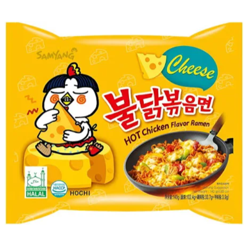 Samyang Hot Chicken Ramen Buldak Cheese Noodles, 140 grams 