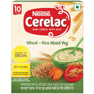 Nestle Cerelac Fortified Baby Cereal with Milk from 10 to 12 Months Wheat-Rice Mixed Veg, 300g 