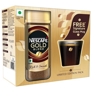 Nescafe Gold Gold Blend Instant Coffee Powder - Arabica & Robusta Beans, 185 g Jar