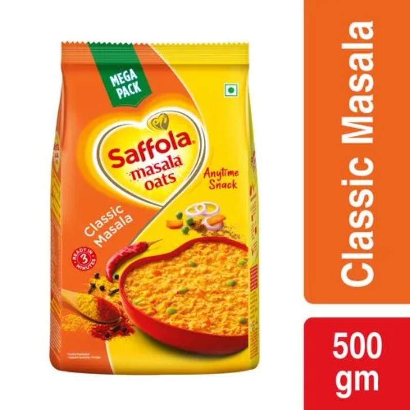 Saffola Masala Oats, Tasty Evening , Healthy Snack, Classic Masala Pouch  (500 g) Main Image