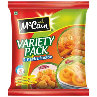 McCain Variety Pack - Chilli Garlic Potato, Smiles and Masala Fries, 550 g Pouch