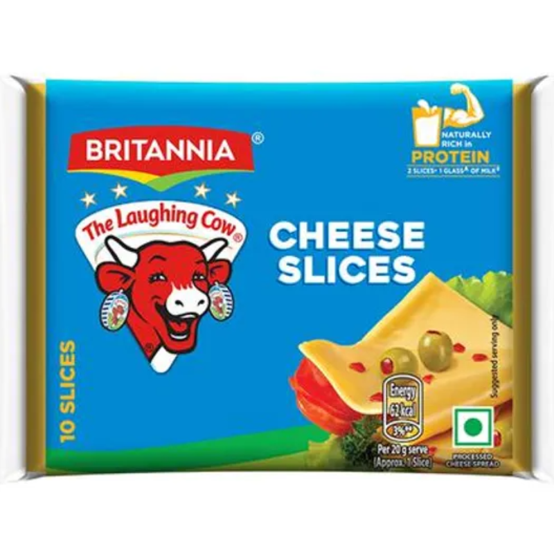 Britannia The Laughing Cow Processed Cheese Slice - Goodness Of Cows Milk, 200 g (10 Slices x 20 g each) Main Image