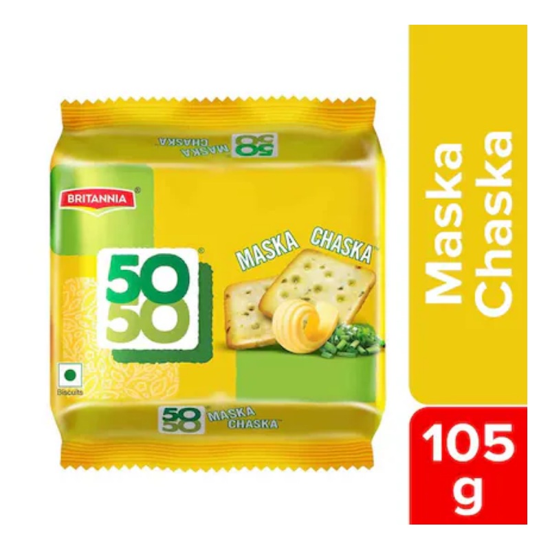 Britannia 50-50 Maska Chaska Salted Biscuits, 105 g Main Image