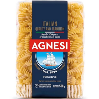 Agnesi Fusilli Pasta, 500g l Imported from Italy l Low Calories l Zero Cholesterol l Zero Salt l No Added Sugar l Durum Wheat l