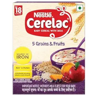 Nestle Cerelac Baby Cereal with Milk , 5 Grains & Fruits ,Stage 5, From 18 to 24 Months , Source of Iron & Protein , 300g