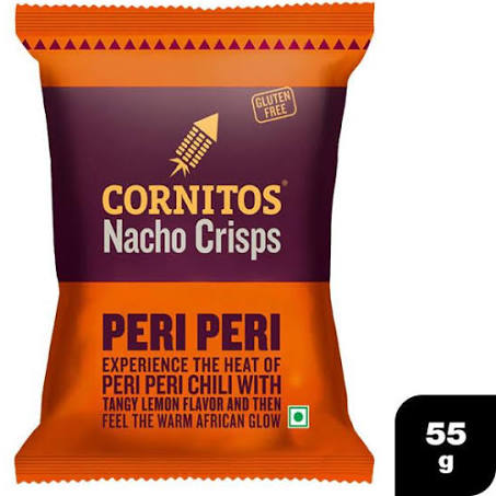 Cornitos Peri Peri Nacho Chips |gluten free chips| , 55 g Pouch