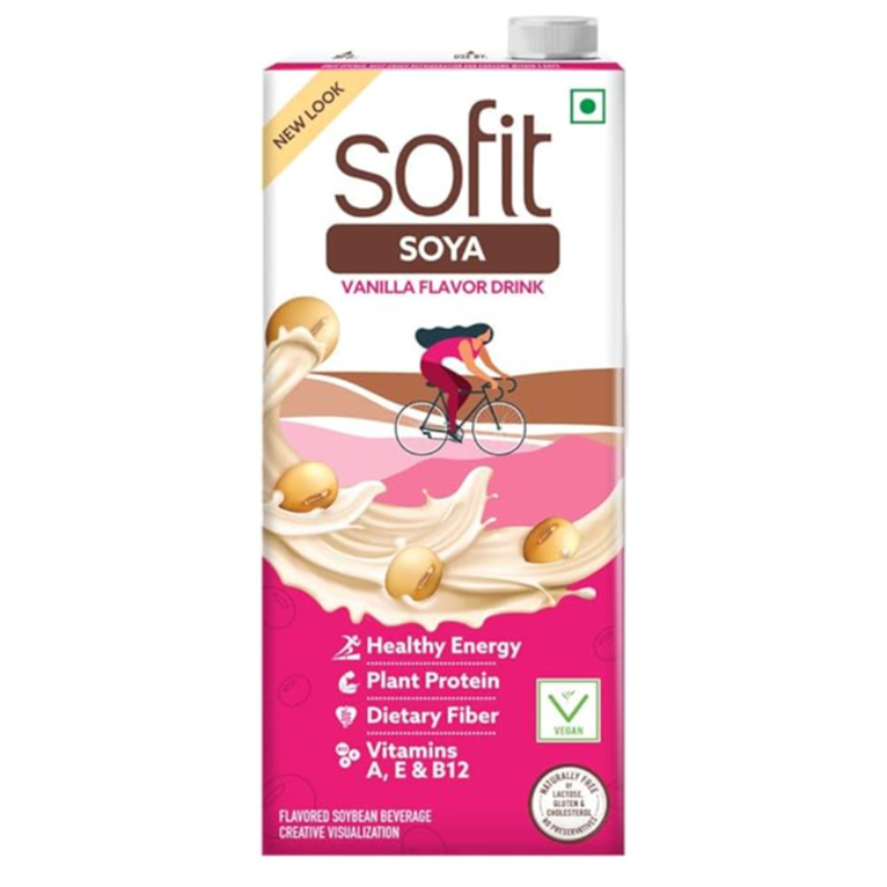 Sofit Soya Drink Vanilla, 1000 ml | Vegetarian drinks Rich in plant proteins, dietary fiber, vitamins and calcium. Lactose free Gluten Free | preservative free