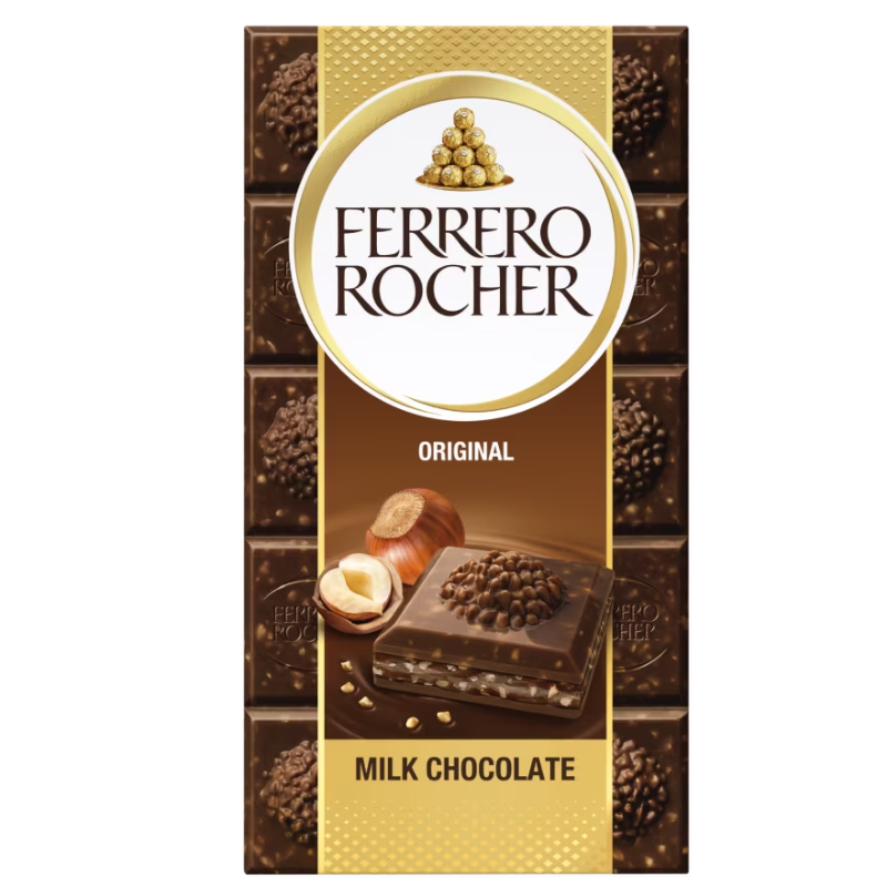 Ferrero Rocher Original Milk Chocolate Bar 90g Main Image