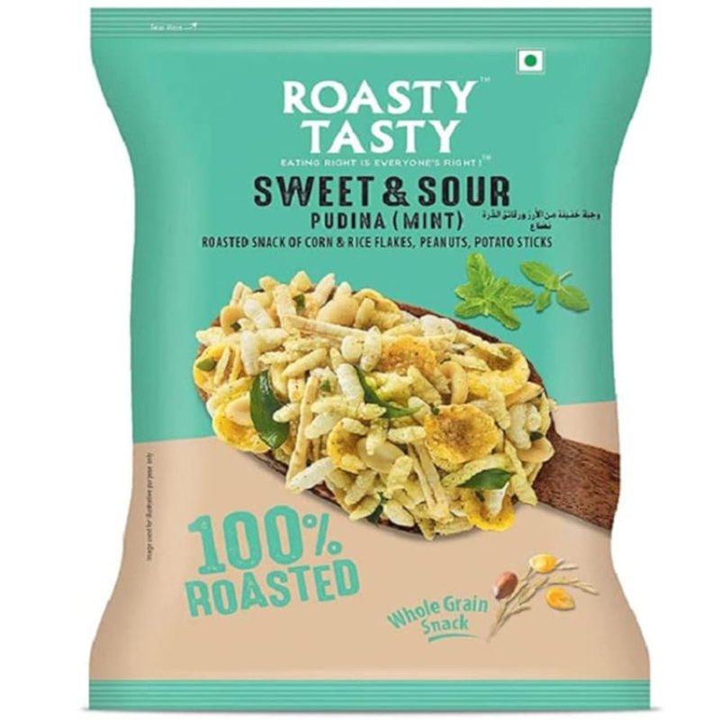 Roasty Tasty Roasted Sweet & Sour Mixture Pudina Whole Grain Indian Snacks Pack 150g