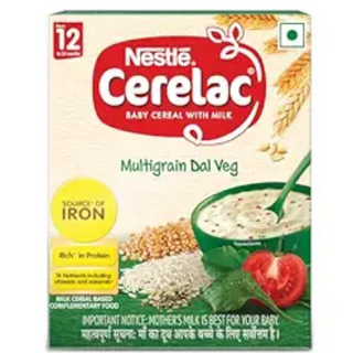 Nestle Cerelac Baby Cereal with Milk , Multigrain Dal Veg , From 12 to 24 Months , Stage 4, Source of Iron & Protein , 300g