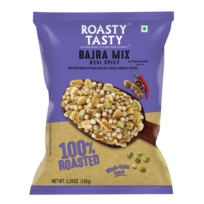 Roasty Tasty Roasted Spicy Bajra Mixture Namkeen Millet Snacks, 150g