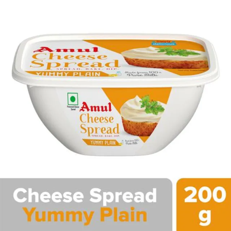 Amul Processed Cheese Spread - Yummy Plain, Made from 100% Pure Milk, 200 g Tub Main Image