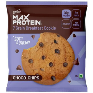 RiteBite Max Protein Choco Chip Cookie - With No Maida, Healthy Biscuit, 7 Grains Protein Snacks, 55 g