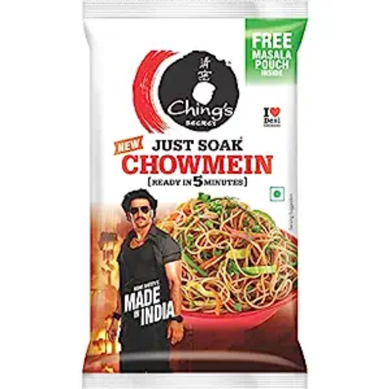 Ching’s Just Soak Chowmein with Free Masala Pouch | Ready in 5 Minutes | Non-Sticky Chowmein Noodles | 140 gm Main Image