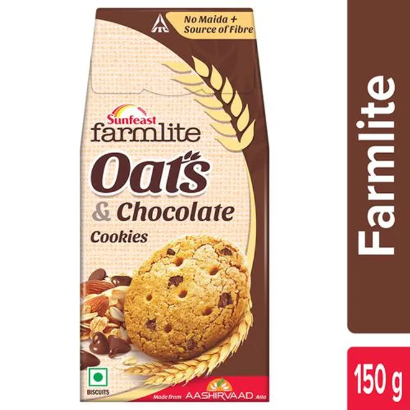 Sunfeast Farmlite Biscuit - Cookies - Oats & Chocolate, 150 g Main Image