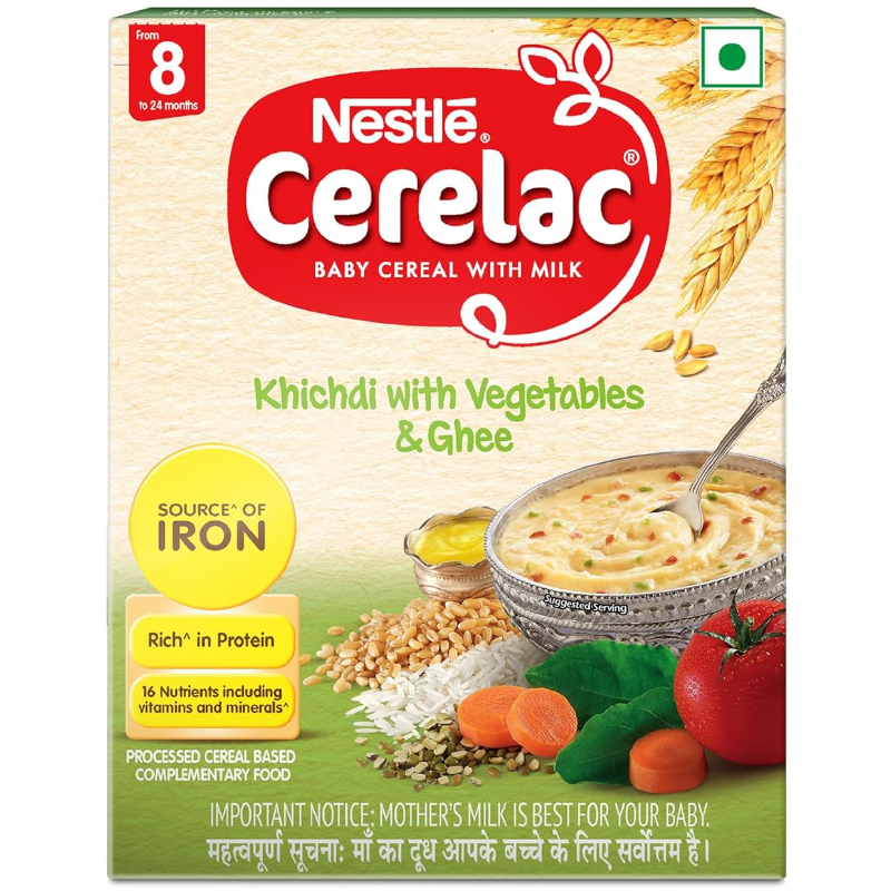 Nestle Cerelac Baby Cereal with Milk , Khichdi with Vegetables & Ghee , From 8 to 24 Months ,Stage 2, Source of Iron & Protein , 300g Main Image