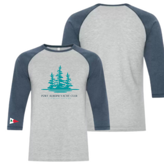 Athletic Grey/Navy Baseball Tee with Trees on Front