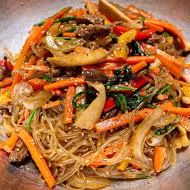Japchae (잡채) – stir-fried glass noodles