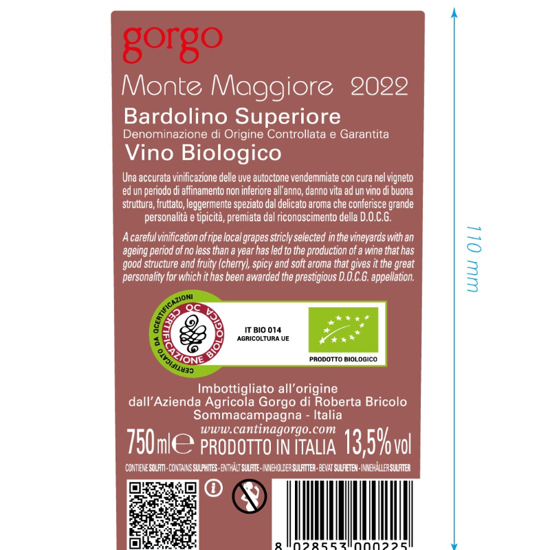 GOR005-GORGO-MONTE MAGGIORE BARDOLINO  SUPERIORE  D.O.C.G . 