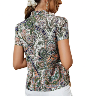 Boho Paisley Notched Top - Thumbnail 2