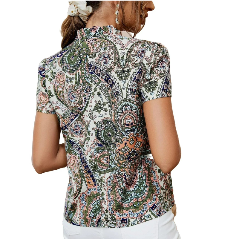 Boho Paisley Notched Top - Thumbnail (Preview) 2