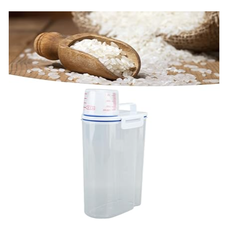 TYTOGE Airtight, Pour Spout Food Storage Container With Measuring Cup for Flour, Rice, Cereal - Thumbnail (Preview) 2