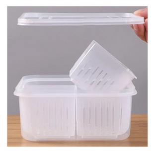 Mini Refrigerator Organizer Kitchen Storage Box Drain Sealed Ginger Container