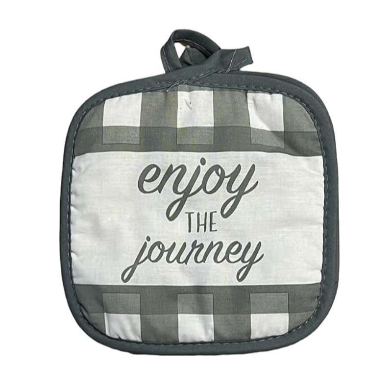 Home Collection Enjoy The Journey 4 Piece Pot Holders Set - 2 Pot Holders & 2 Oven Mitt. - Thumbnail (Preview) 2