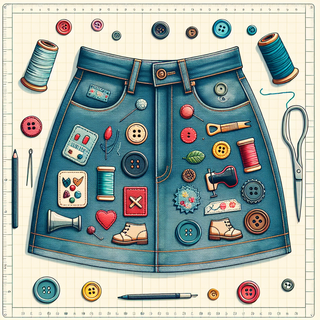 "Patch Me Up"- Stitch Themed Denim Skirt