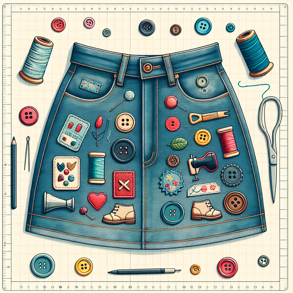 "Patch Me Up"- Stitch Themed Denim Skirt