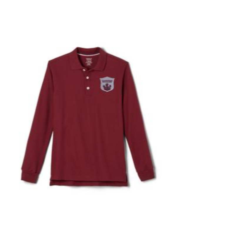 Burgundy long Sleeve Polo Shirt. Price vary depending on size - Los precios varían dependiendo del tamaño Main Image