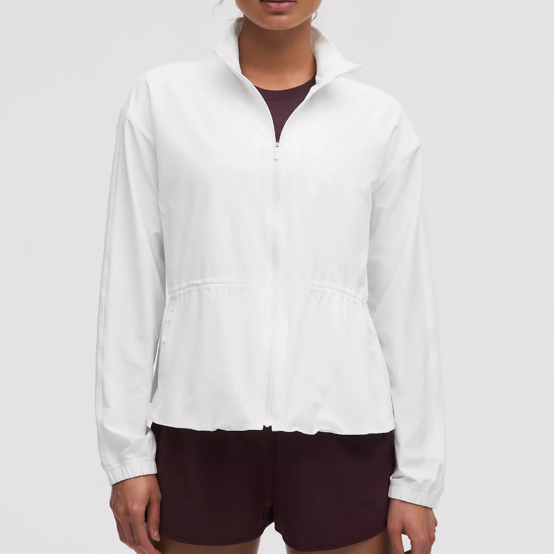 UV-Protective Cinch-Waist Running Jacket - White