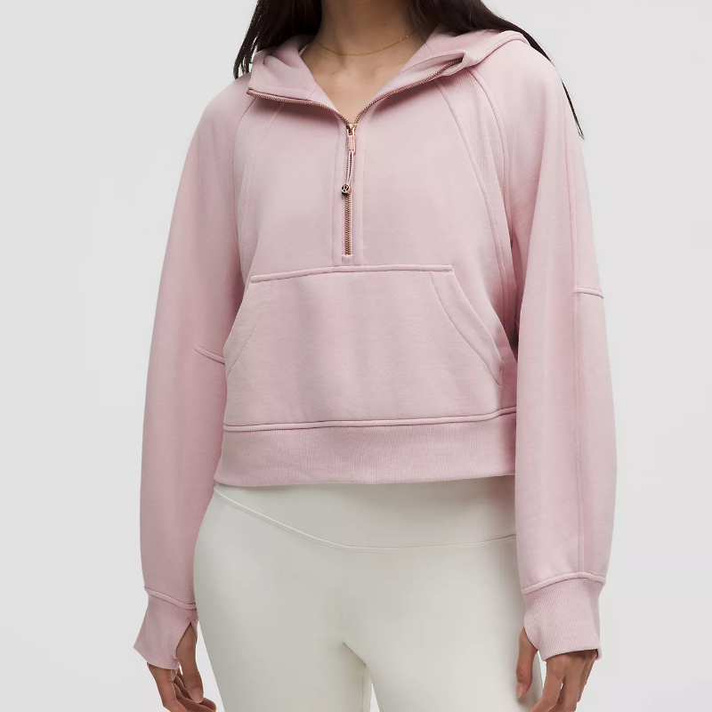 Scuba Oversized Half-Zip Hoodie - Pink