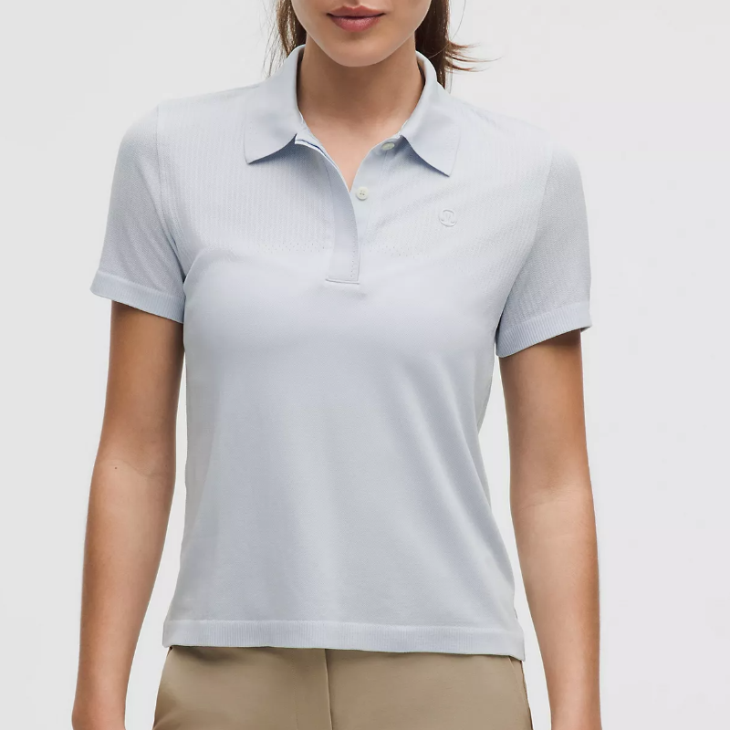 Swiftly Open-Knit Golf Polo Shirt - Light Blue