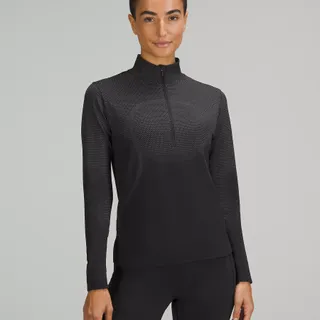 Women's Lululemon Swiftly Relaxed Half Zip Sweatshirt - Black/Rhino Grey