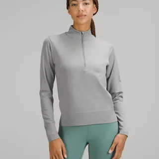 Women's Lululemon Swiftly Relaxed Half Zip Sweatshirt - Gull Grey/White