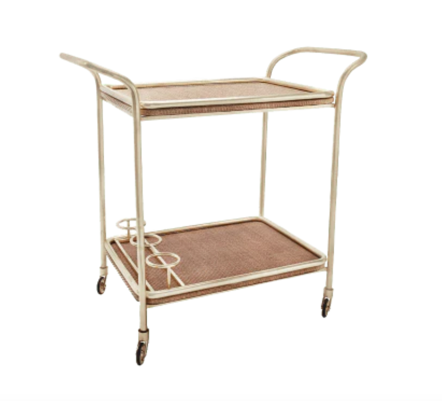 Rattan and Brass Drinks Trolley