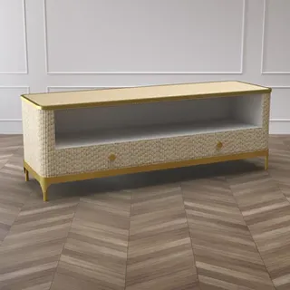 Carved Bamboo and Rattan TV Console