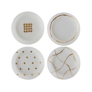 Japanese Acrylic and Gold Leaf Plates - Set of 4