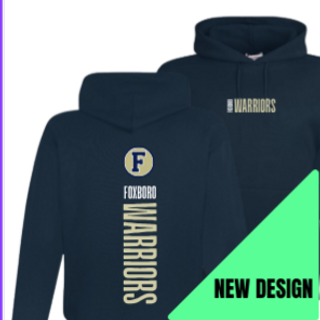 Navy YOUTH Hooded Foxboro Warrior "Down the Back" Sweatshirt