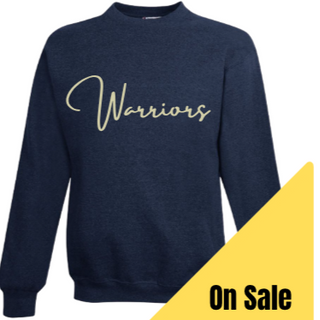Warriors Puff Script Crewneck - Adult 