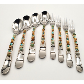 Charcuterie Demitasse Spoons and Cocktail Forks Sets (4 spoons &amp; 4 forks) POLISHED
